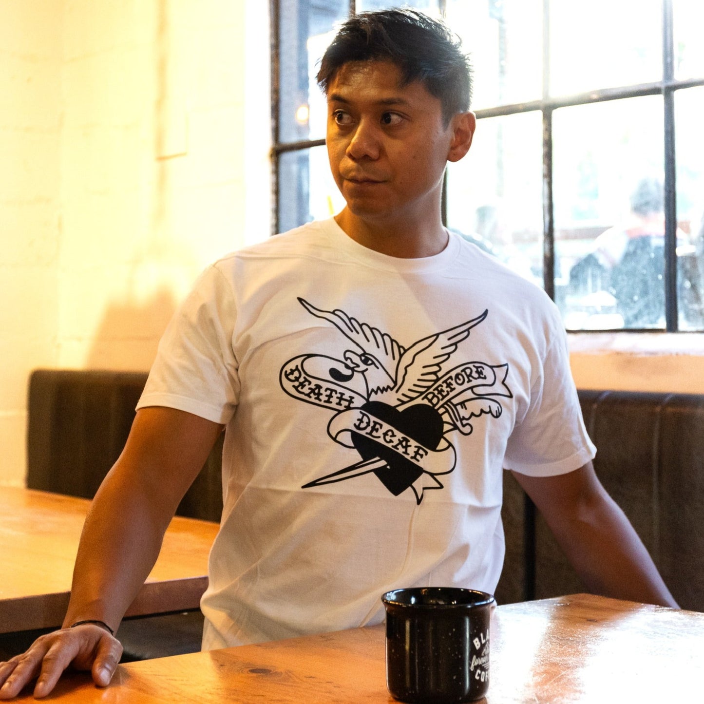 DEATH BEFORE DECAF EAGLE TEE