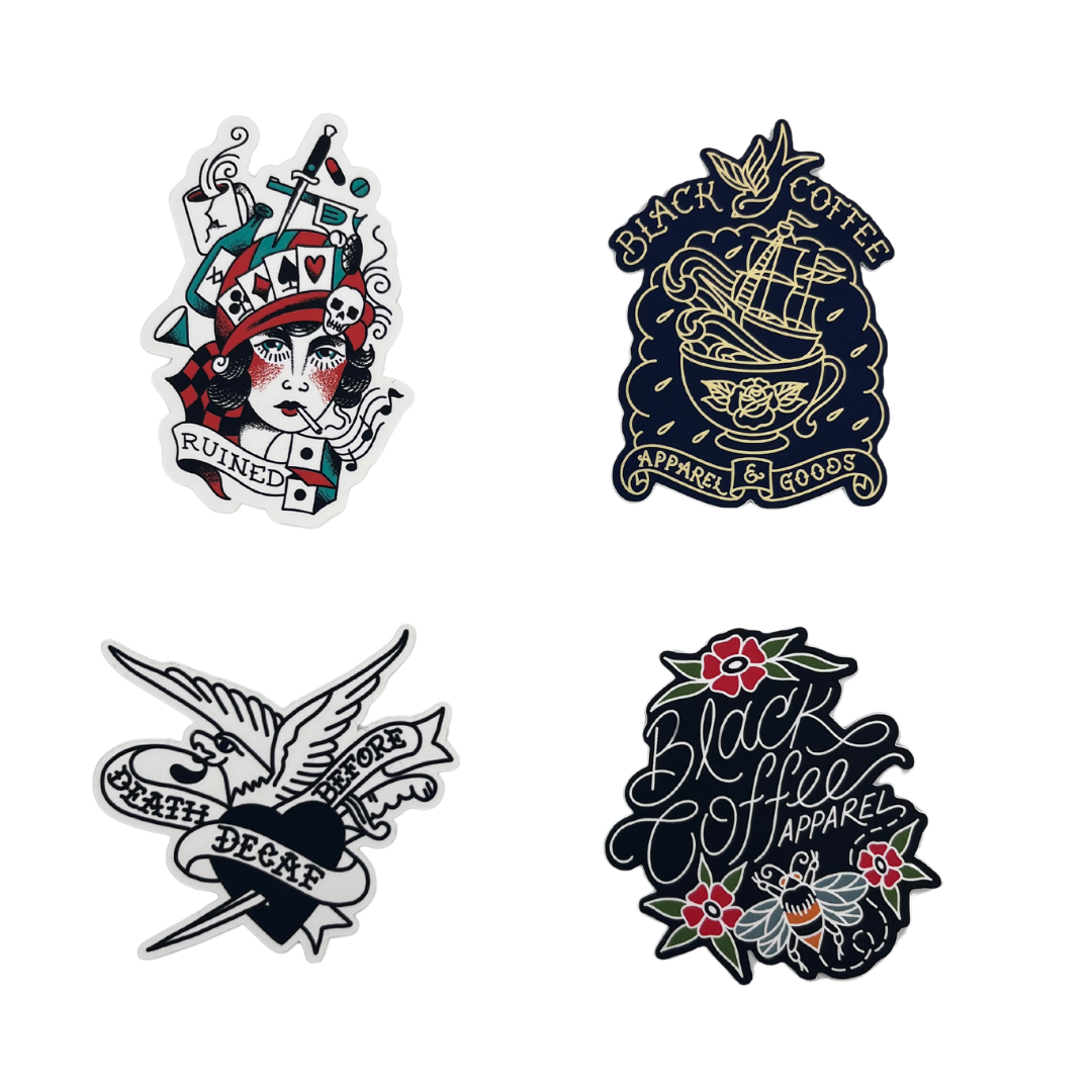 4-PACK TRADITIONAL TATTOO STICKERS