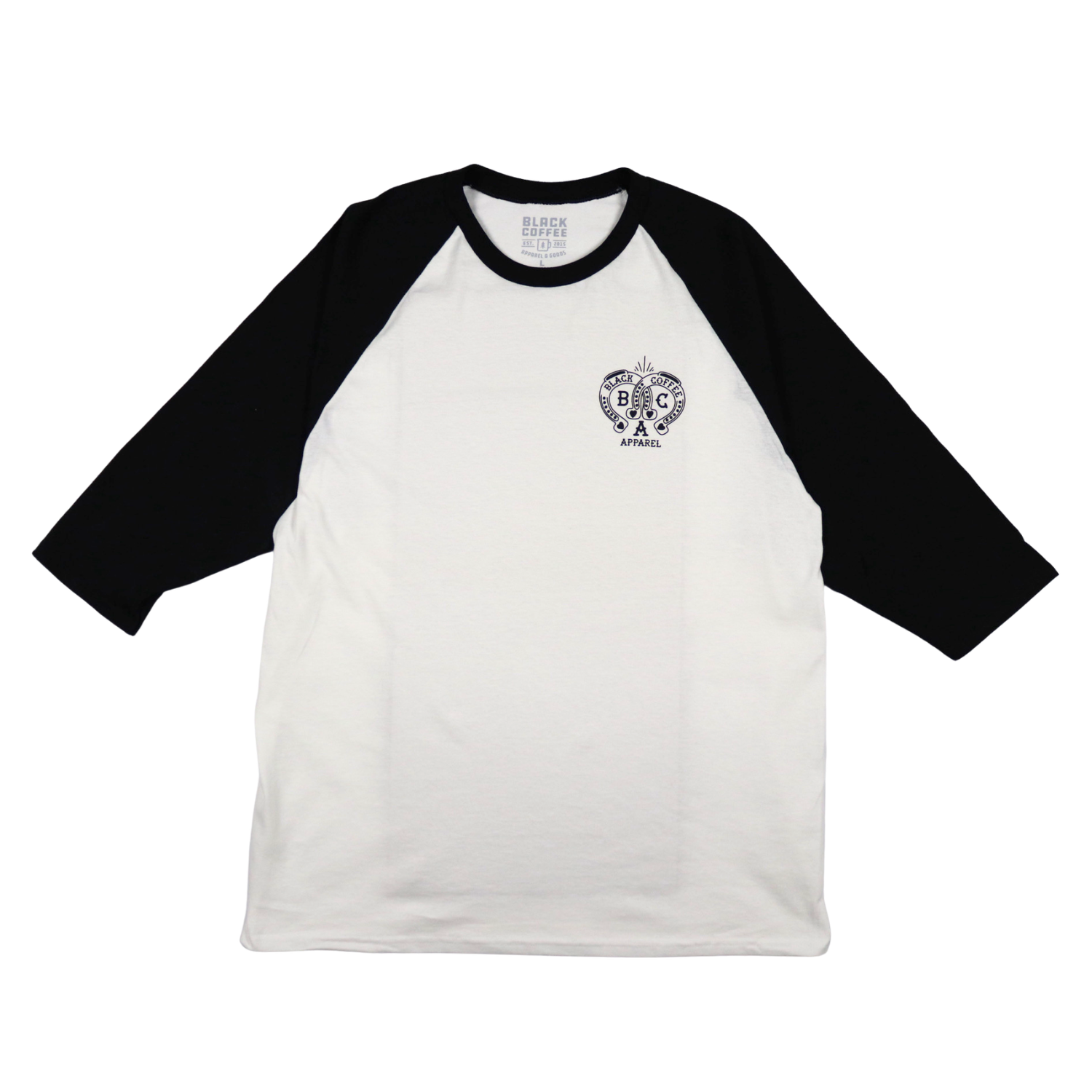 Black Coffee Apparel unisex raglan shirt front